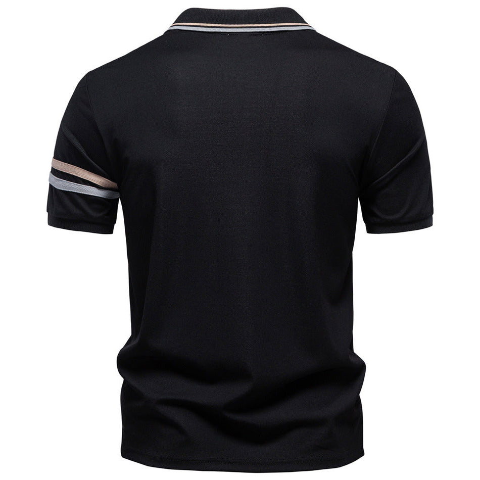 Men's Tencel Zip Lapel Polo Shirt Short Sleeve Business Casual