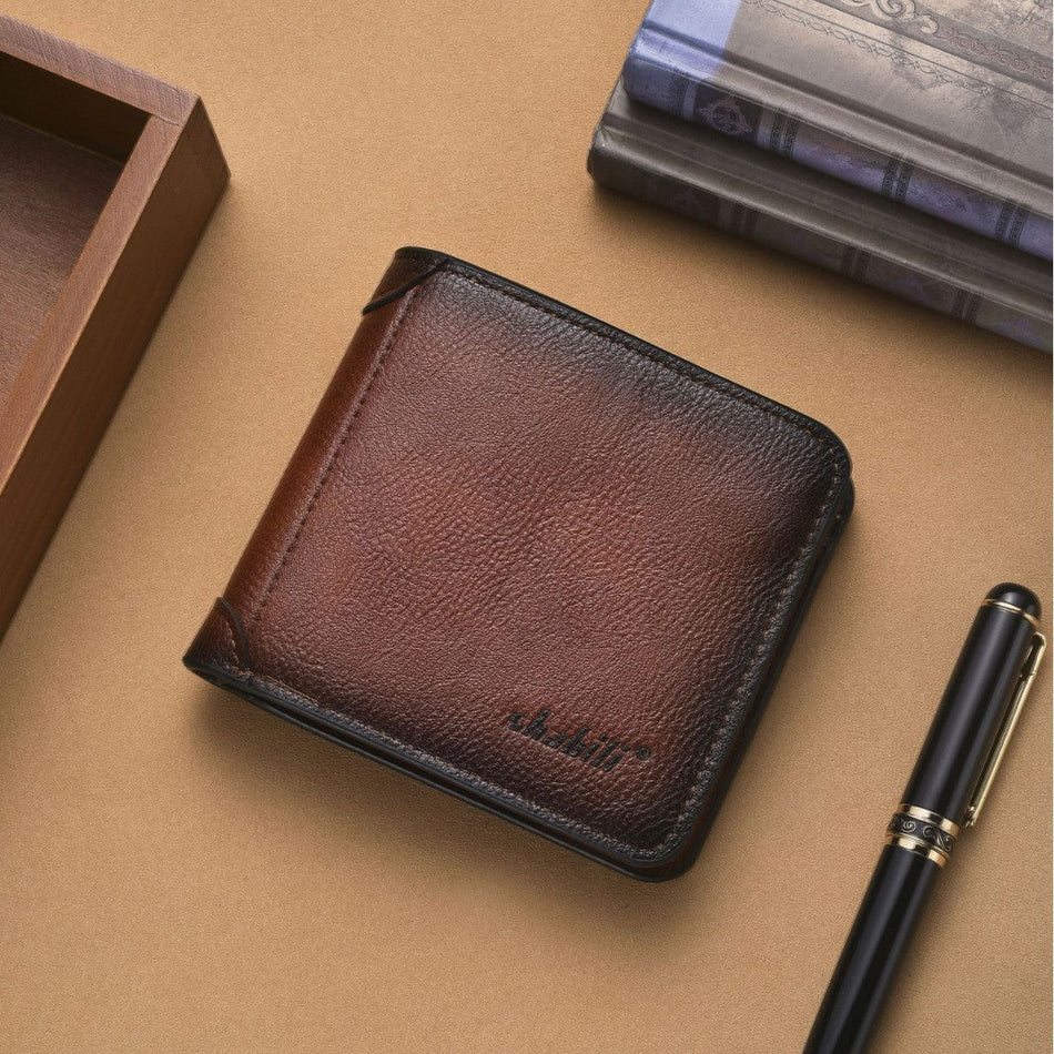 Men's Retro Brushed Tri-Fold Wallet with Coin Purse
