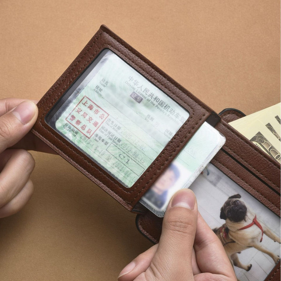 Men's Retro Brushed Tri-Fold Wallet with Coin Purse