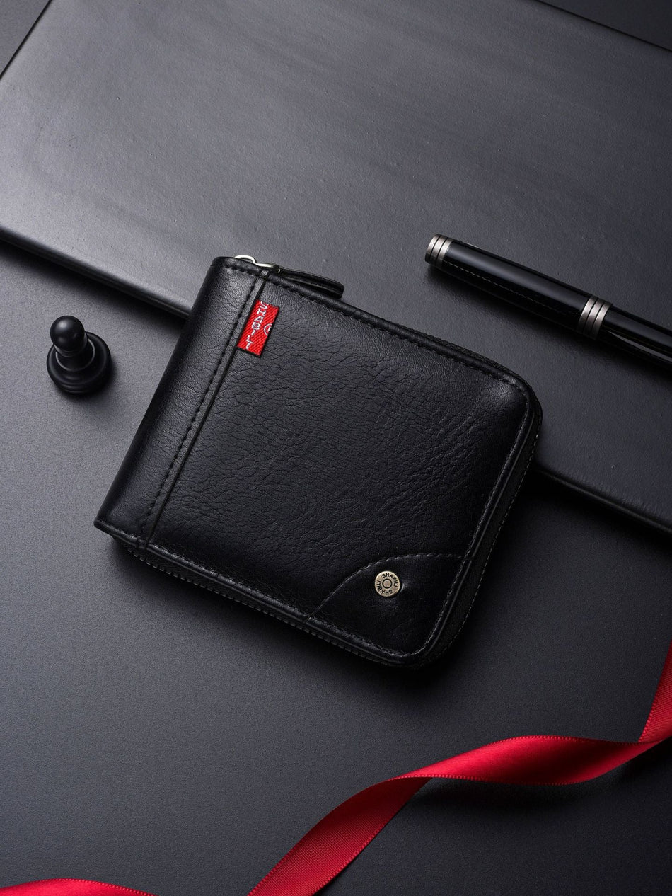 Men's Business Leather Short Wallet Large Capacity