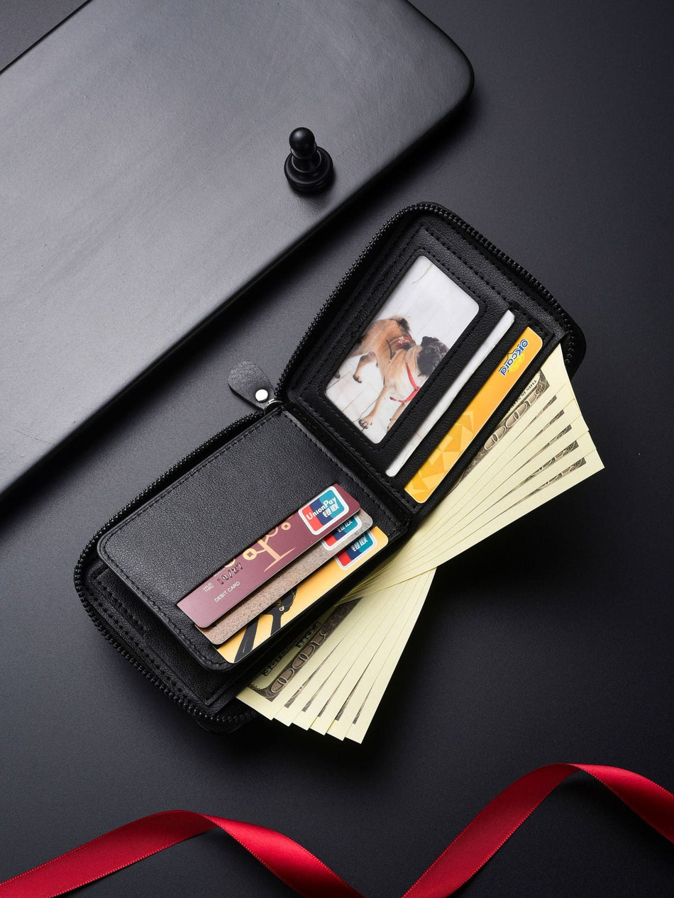 Men's Business Leather Short Wallet Large Capacity