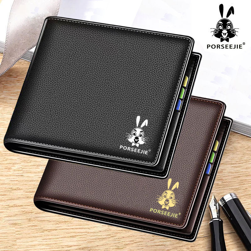 Men's Rabbit Print Short Wallet with Card Slots