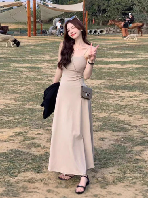 French Style Slim Sling Dress Summer Holiday Beach Dress