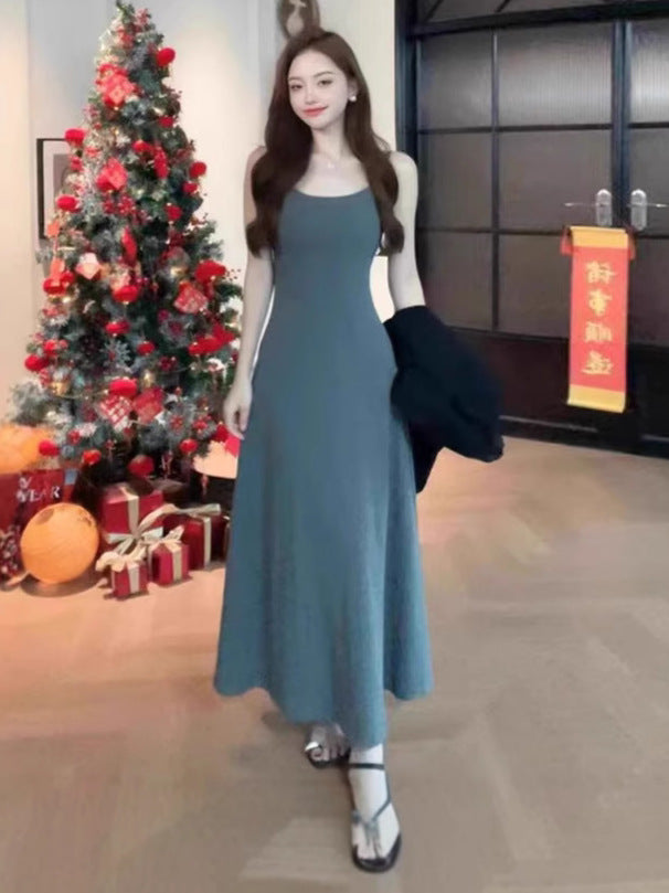 French Style Slim Sling Dress Summer Holiday Beach Dress