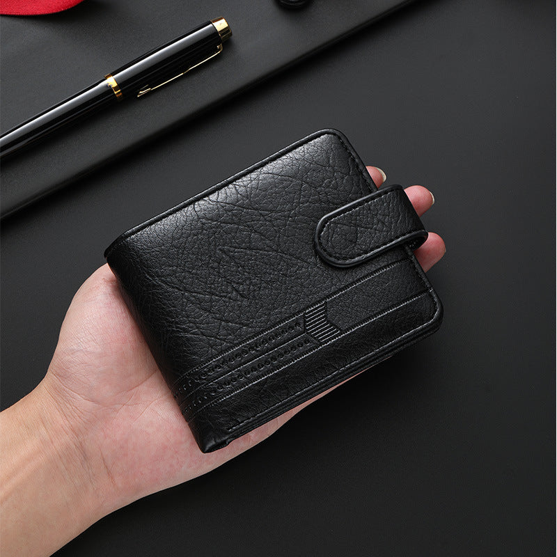 Men's Zipper Buckle Short Wallet with Card Slots