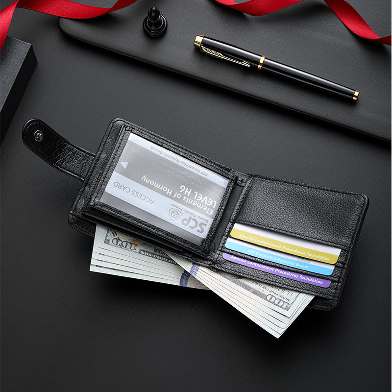 Men's Zipper Buckle Short Wallet with Card Slots
