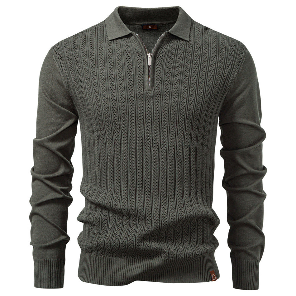 Men's Half-Zip Knit Sweater Slim Fit Business Casual Long Sleeve