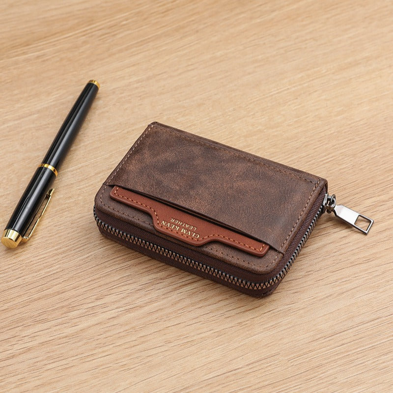 Men's Retro Business Zipper Wallet with Card Slots
