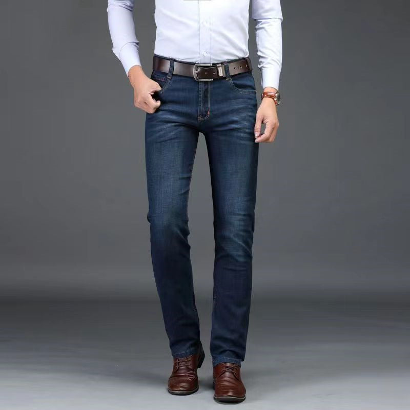 Men's Loose High-Waist Elastic Straight Jeans