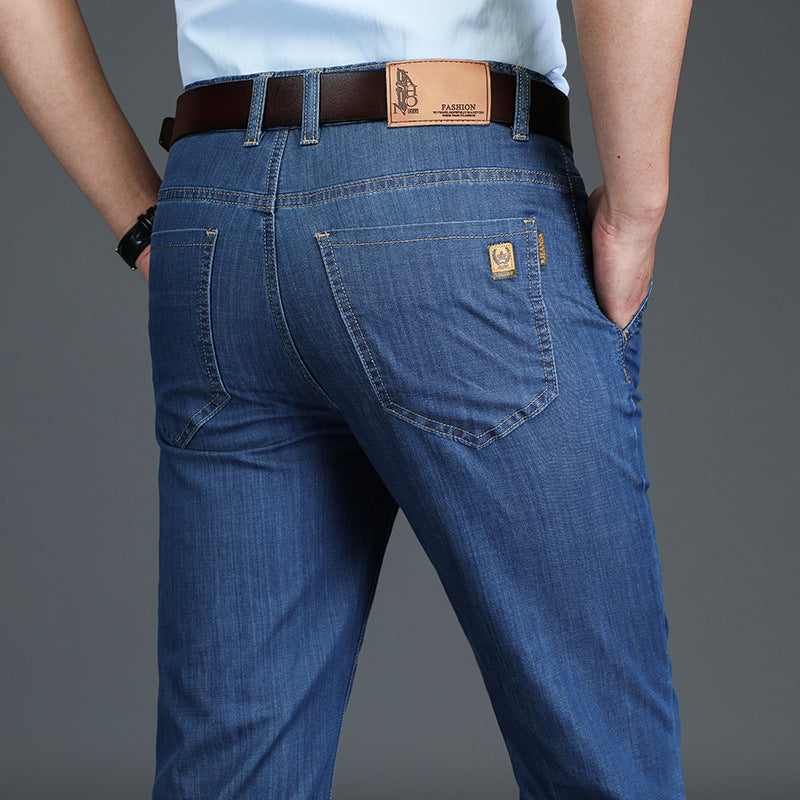 Men's Summer Thin High-Waist Straight Loose Jeans