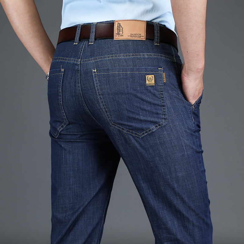 Men's Summer Thin High-Waist Straight Loose Jeans