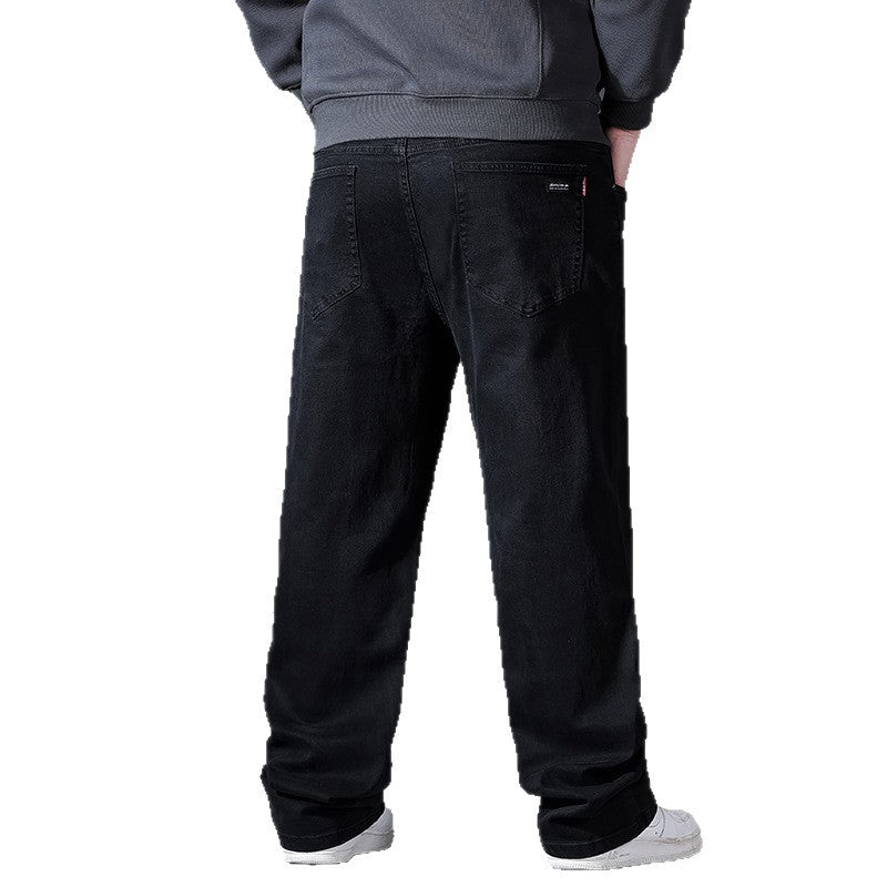 Men's Plus-Size Stretch Straight Black Casual Jeans