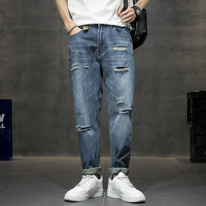Men's Ripped Straight Loose Casual Jeans Plus Size