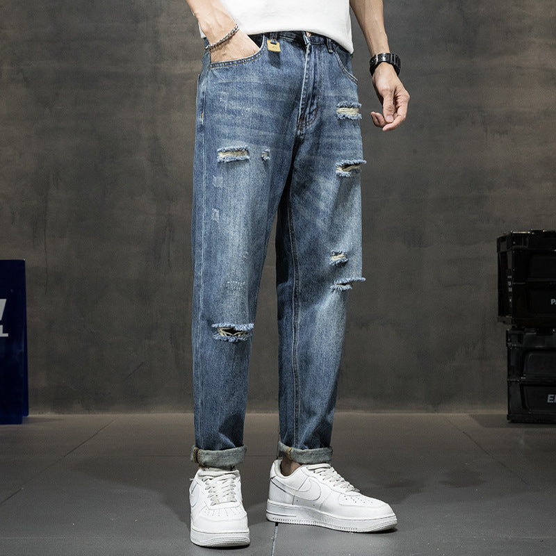 Men's Ripped Straight Loose Casual Jeans Plus Size