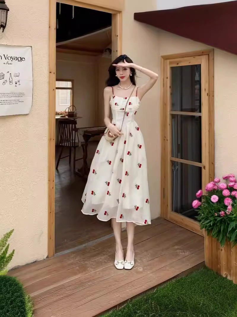 Plus Size Floral Sling Maxi Dress Elegant Slim Fit Style