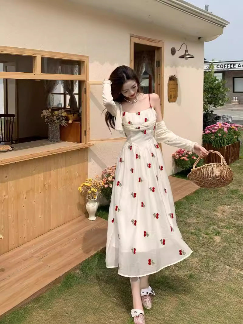 Plus Size Floral Sling Maxi Dress Elegant Slim Fit Style