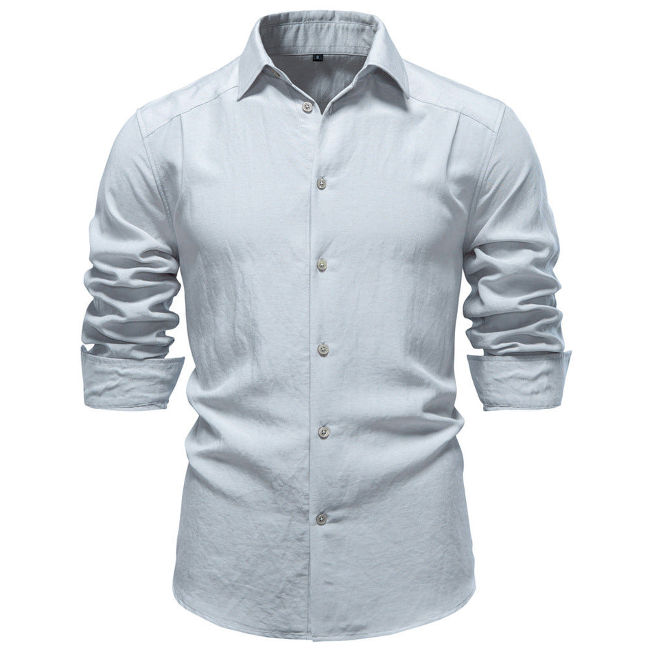 Men's Lyocell Wrinkled Shirt Long Sleeve Business Casual Slim Fit