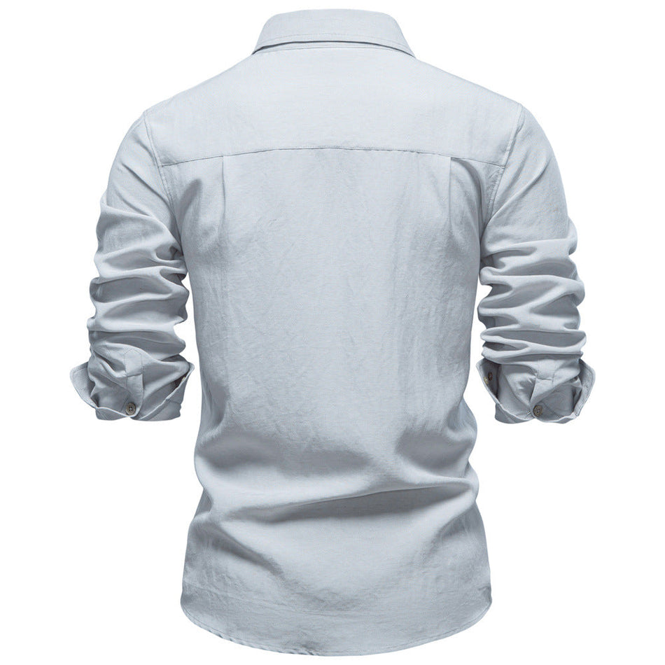 Men's Lyocell Wrinkled Shirt Long Sleeve Business Casual Slim Fit