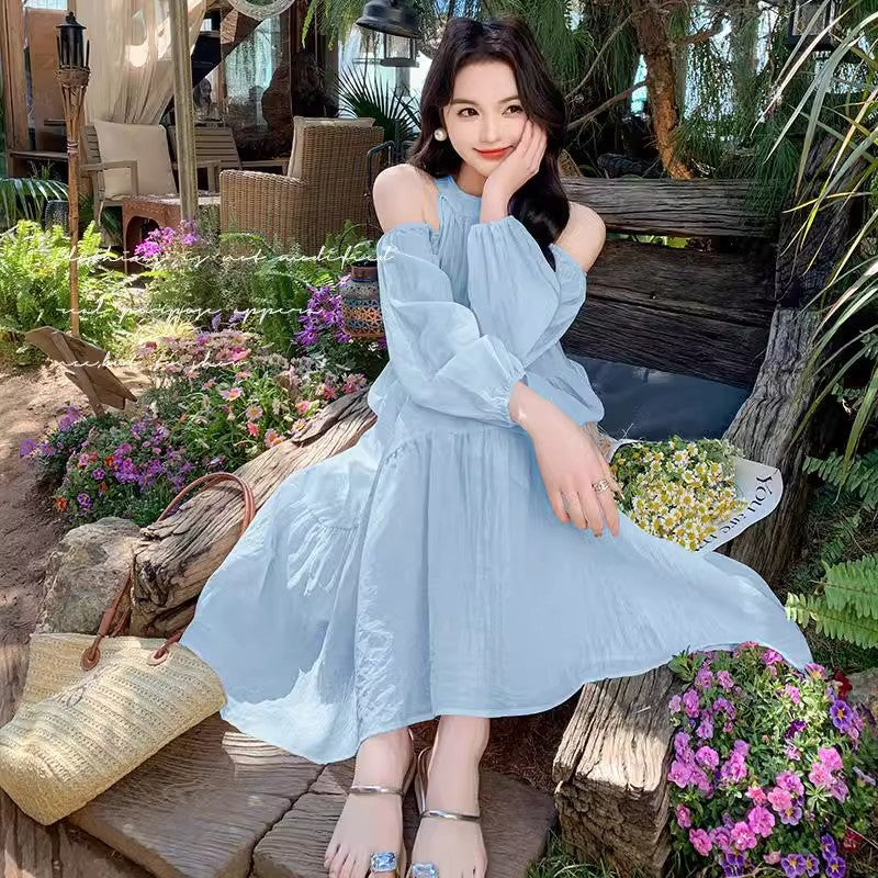 French Sleeveless Vest Maxi Dress Elegant Summer Seaside Dress