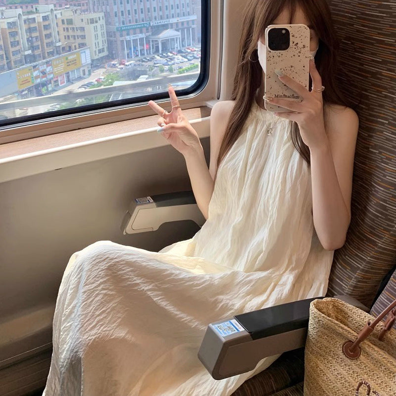 Halter Neck Maxi Dress Elegant Flowing Vacation Style