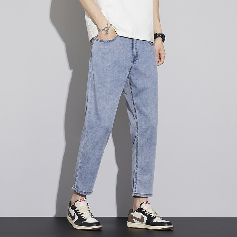 Men's Tencel Lyocell Straight Cropped Summer Jeans