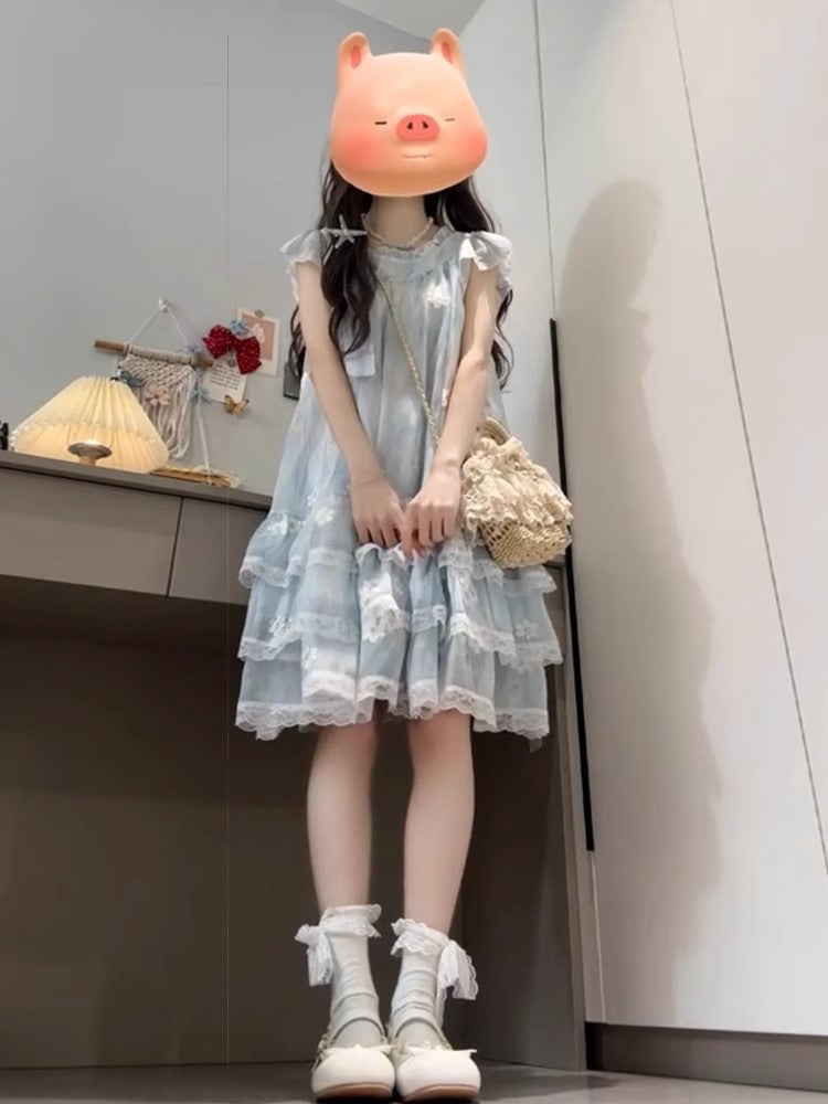 Girls Floral Flutter Sleeve Princess Dress Elegant Party Wear