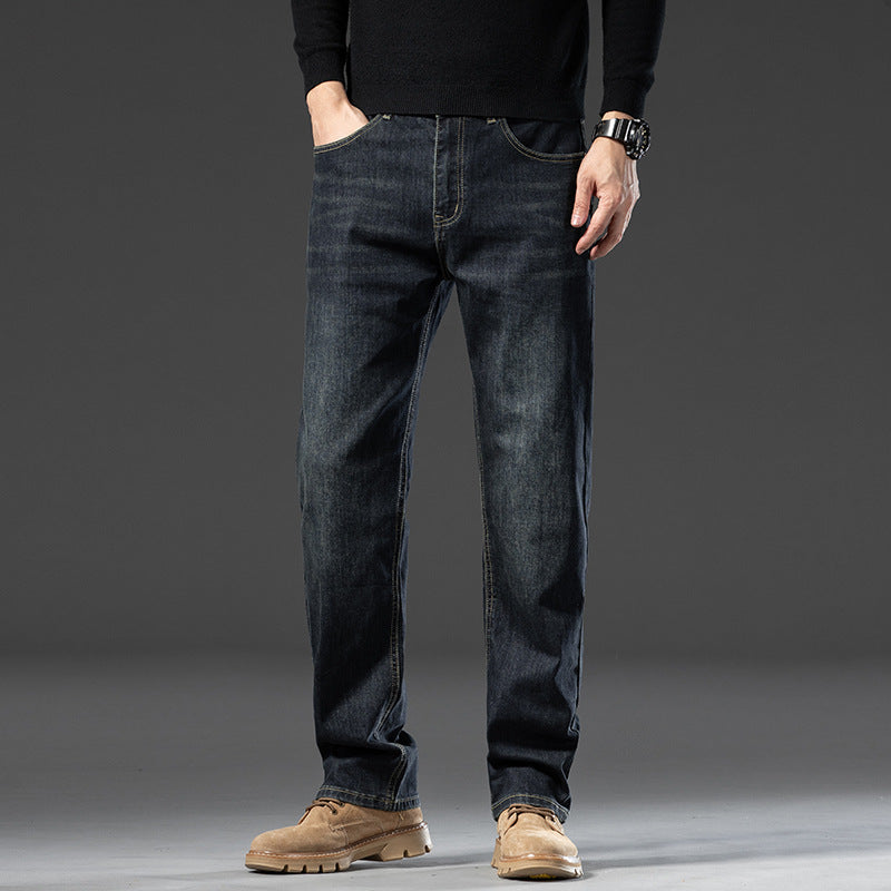 Men's Retro Cement Gray Loose Straight Jeans
