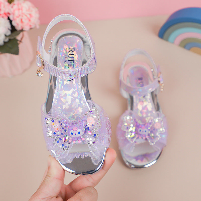 Girls Kuromi Crystal Princess Sandals Soft Sole Summer Shoes