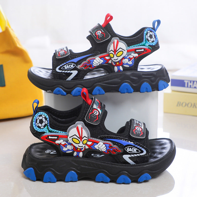 Boys Light Up Cartoon Sandals Soft Sole Summer Beach Shoes