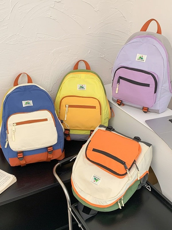 Kids Contrast Color Kindergarten Backpack Lightweight School Bag