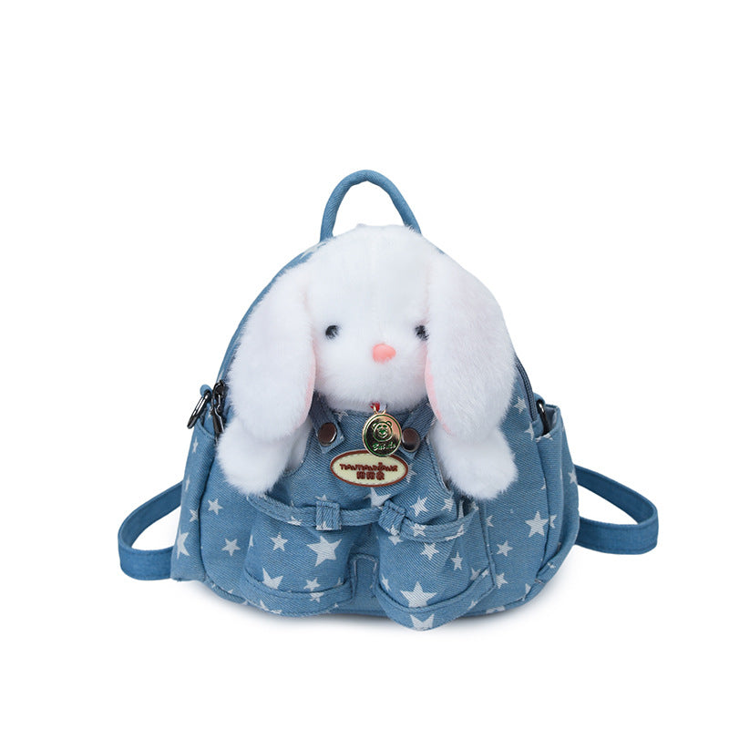 Kids Bear Rabbit Denim Backpack Cute Kindergarten School Bag