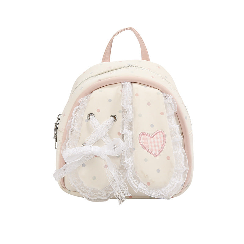Korean Bunny Ears Polka Dot Backpack for Girls