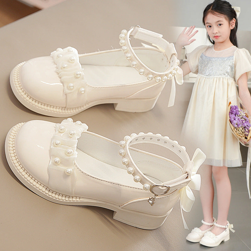 Girls Soft Sole Princess Leather Shoes Elegant Dress Flats