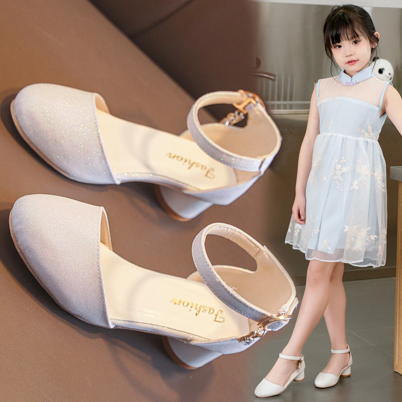 Girls Princess Half Sandals Elegant Dress Shoes