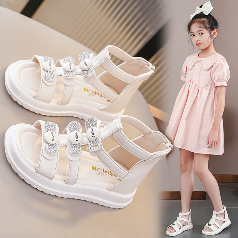 Girls Soft Sole Open Toe Roman Princess Sandals