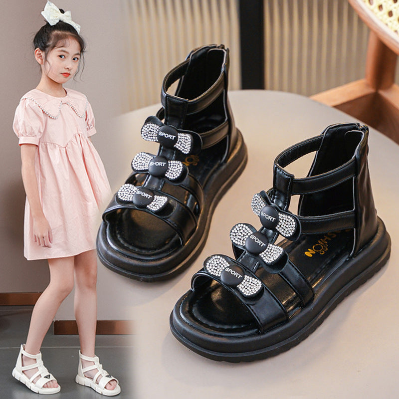 Girls Soft Sole Open Toe Roman Princess Sandals