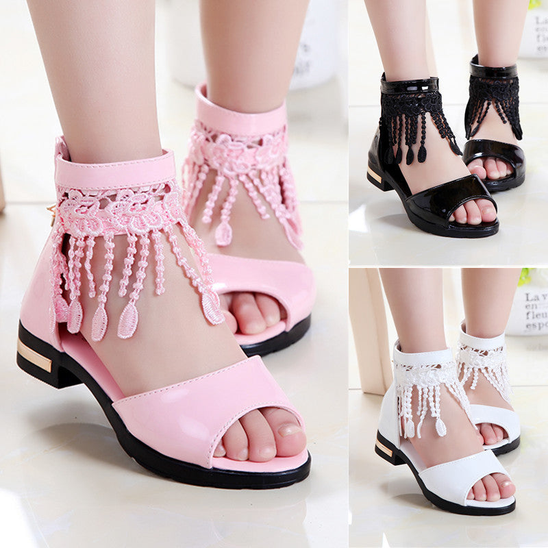 Girls Korean Style Princess Roman Sandals Soft Sole