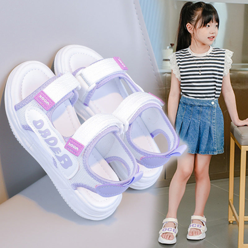 Girls Korean Style Open Toe Soft Sole Beach Sandals