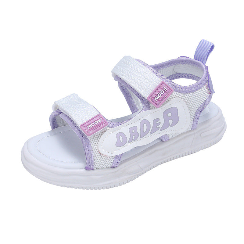 Girls Korean Style Open Toe Soft Sole Beach Sandals