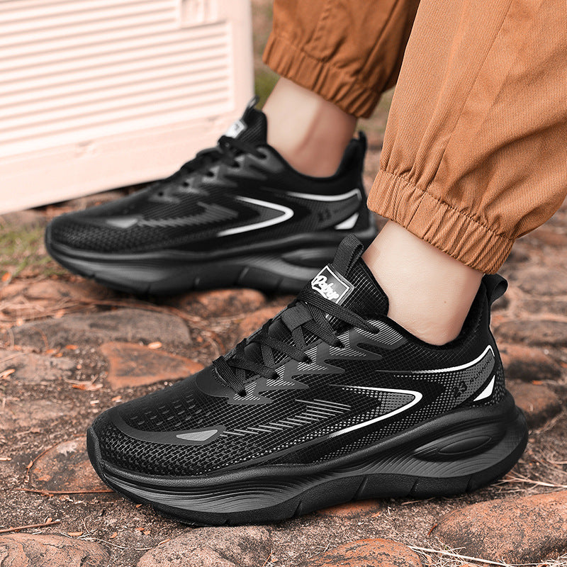 Men Cashmere Lined Leather Sneakers Warm Casual Running Shoes