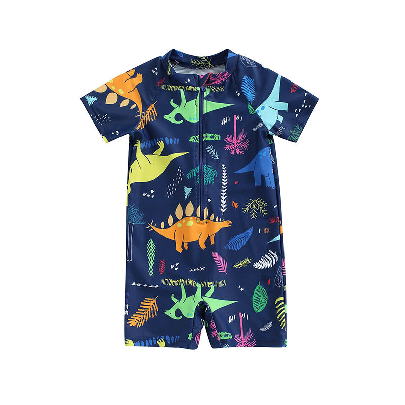 Boys Dinosaur Shark Long Sleeve One Piece Swimsuit