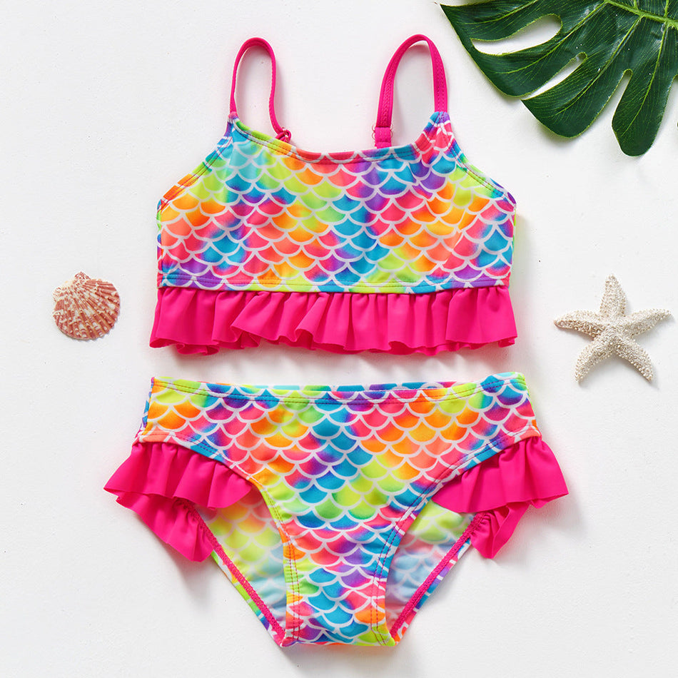 Girls Two Piece Swimsuit Comfortable Kids Swimwear Set
