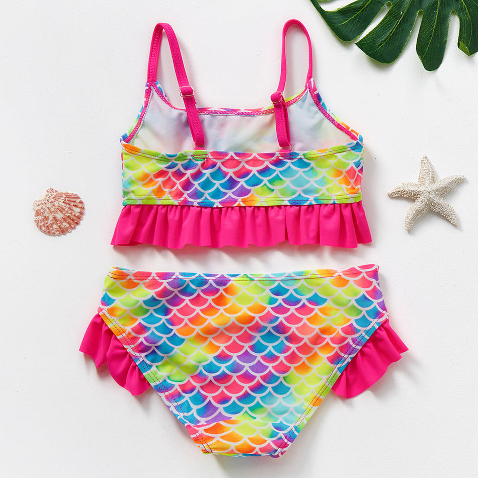 Girls Two Piece Swimsuit Comfortable Kids Swimwear Set