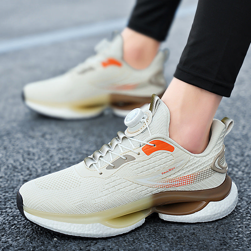Men Rotating Buckle Lightweight Breathable Running Sports Shoes