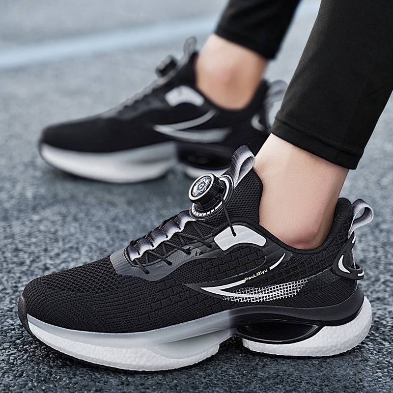 Men Rotating Buckle Lightweight Breathable Running Sports Shoes
