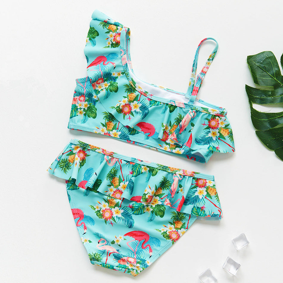 Girls Ruffle Two Piece Bikini Swimsuit Set