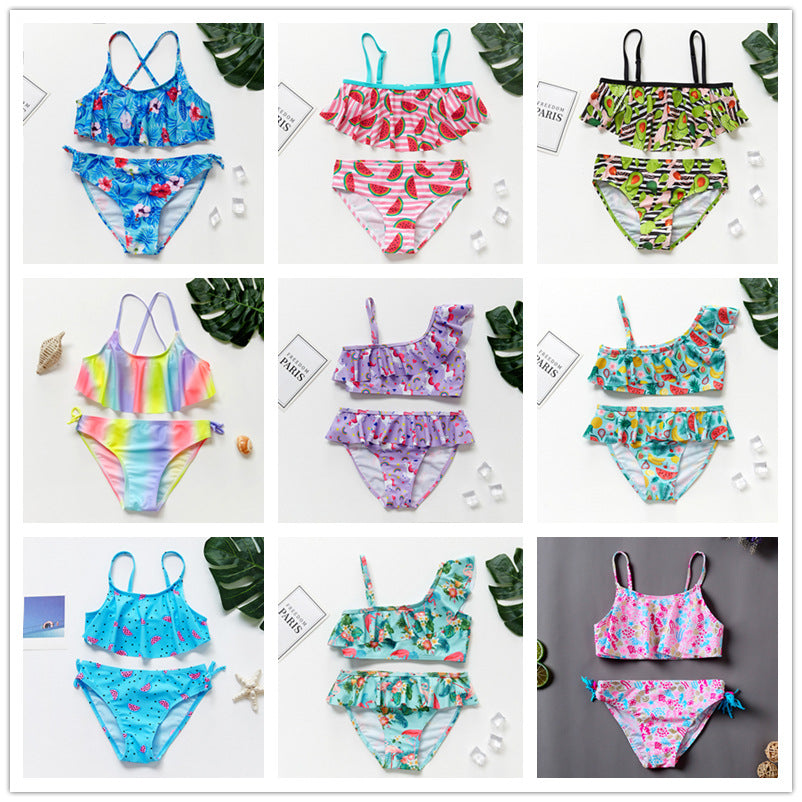 Girls Ruffled Two Piece Swimsuit for Kids
