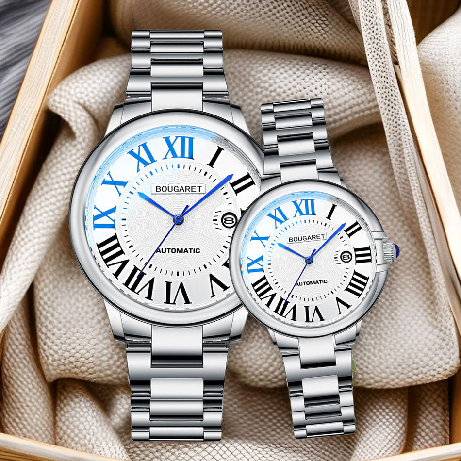 Luxury Couple Mechanical Watch with Calendar Display
