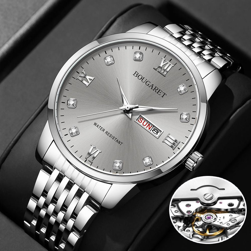 Men's Automatic Mechanical Watch with Large Dial & Calendar