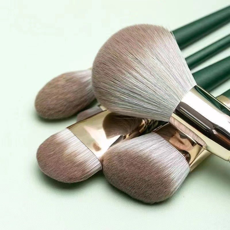 14-Piece Green Cloud Makeup Brush Set with Soft Bristles